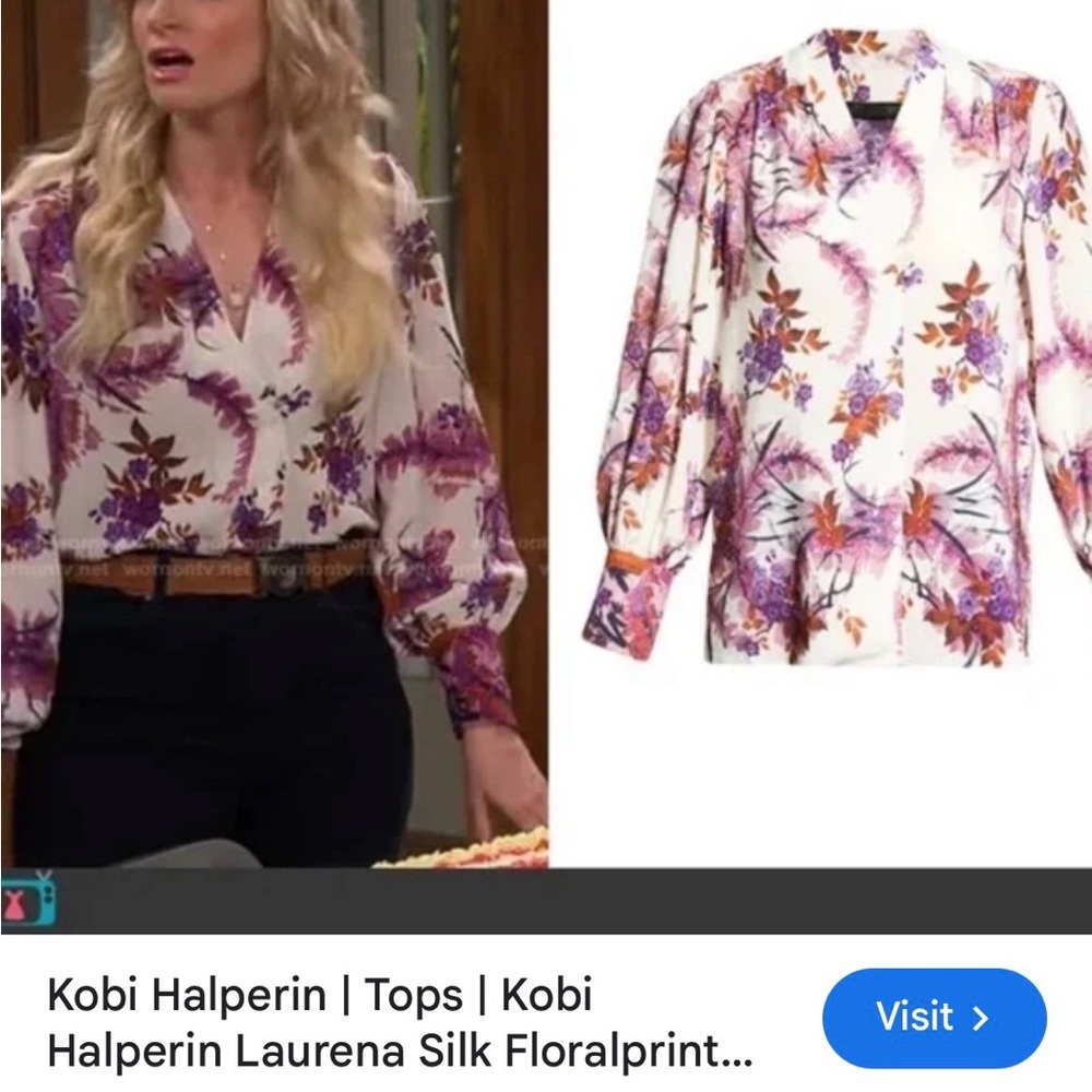 Kobi Halperin Women's Blouse - Purple and Orange Floral. Laurena silk.